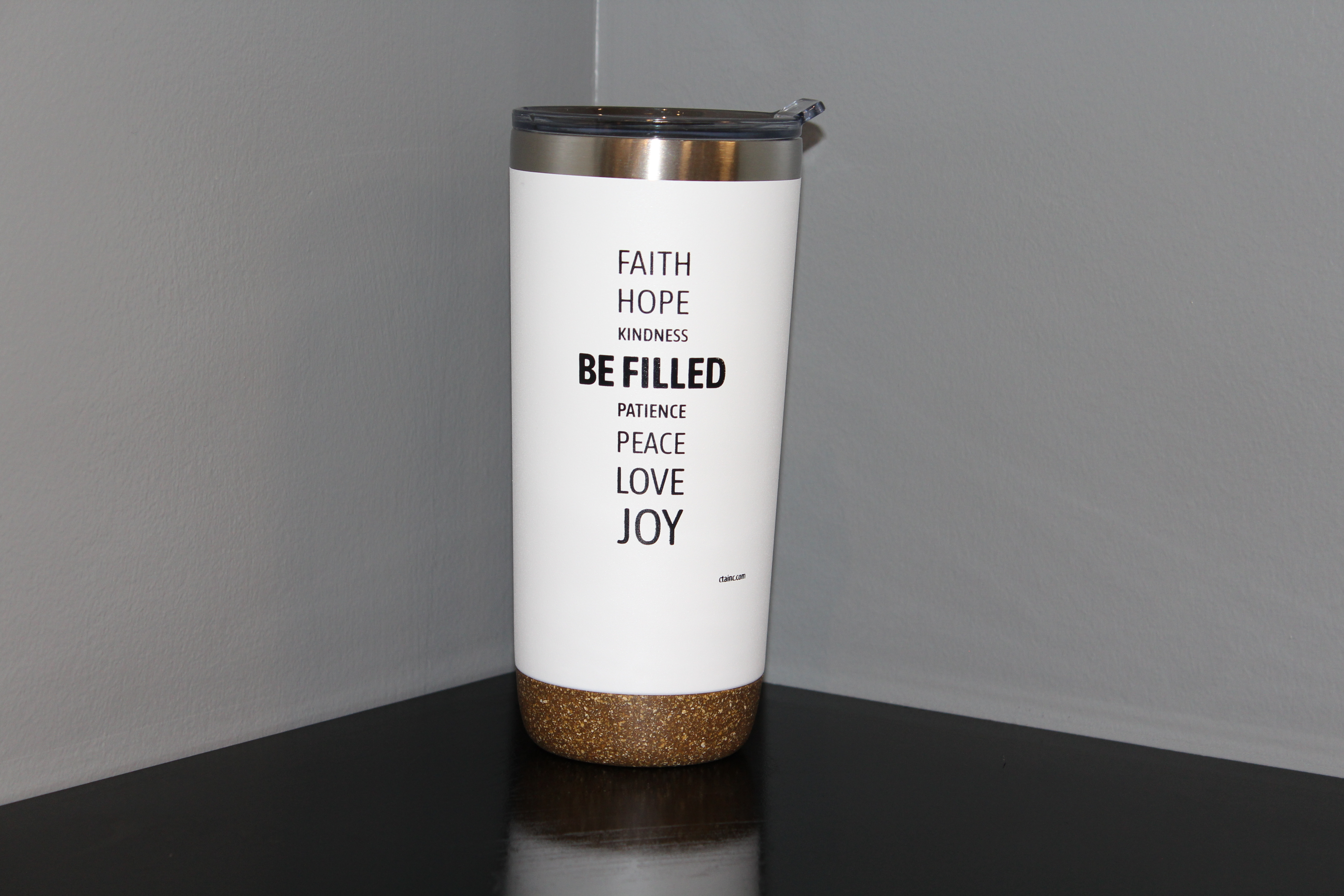 Tumbler with some of the gifts of the Spirit text