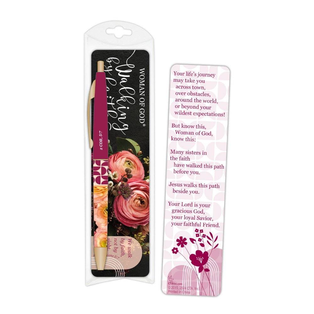 Woman of God Walking by Faith Pen & Bookmark Gift Set