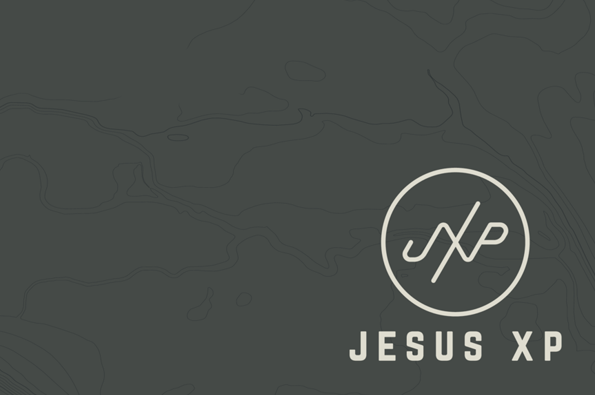 Logo of JESUS XP on a textured dark gray background