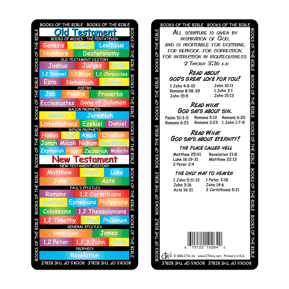 Books of the Bible Bookmark with KJV Bible verse