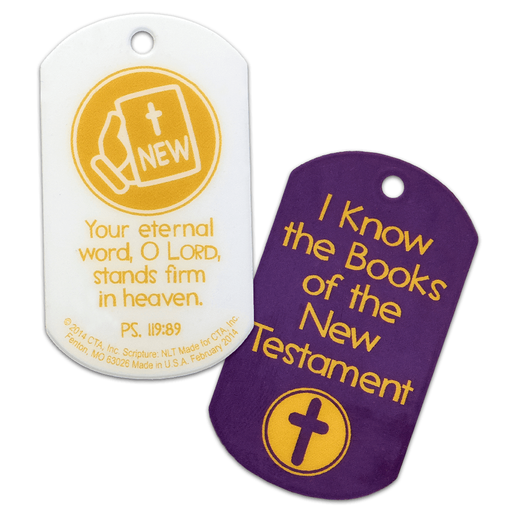 Books of the Bible New Testament Dog Tags (1 Sheet of 6)