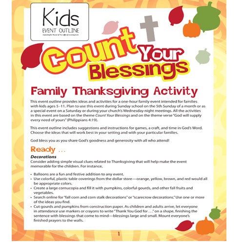 Count Your Blessings Family Thanksgiving Activity