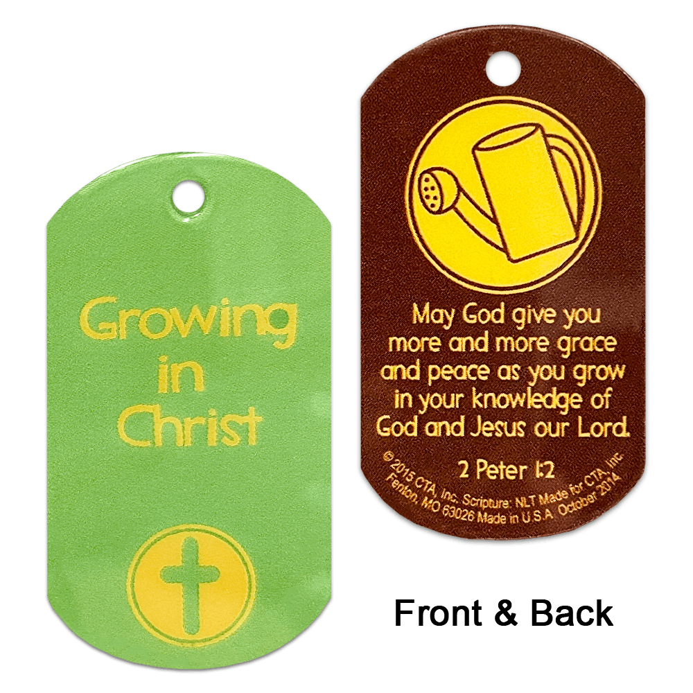 Growing in Christ Dog Tags