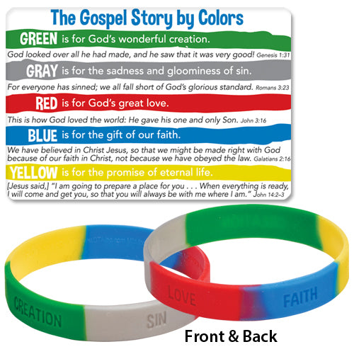 Gospel Story by Colors Silicone Bracelet & Card