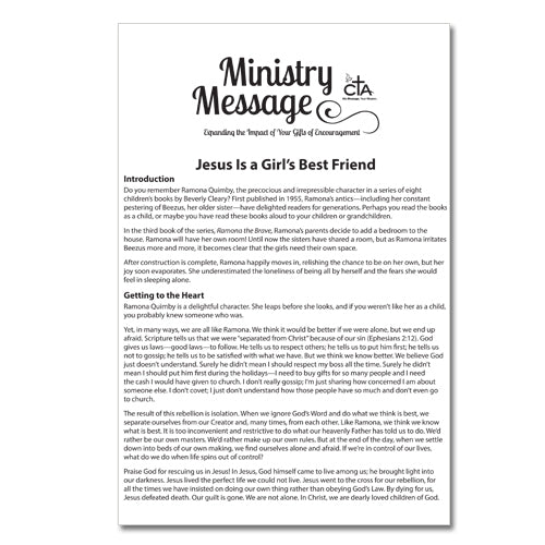 Jesus Is A Girl's Best Friend Ministry Message Devotion DOWNLOADABLE