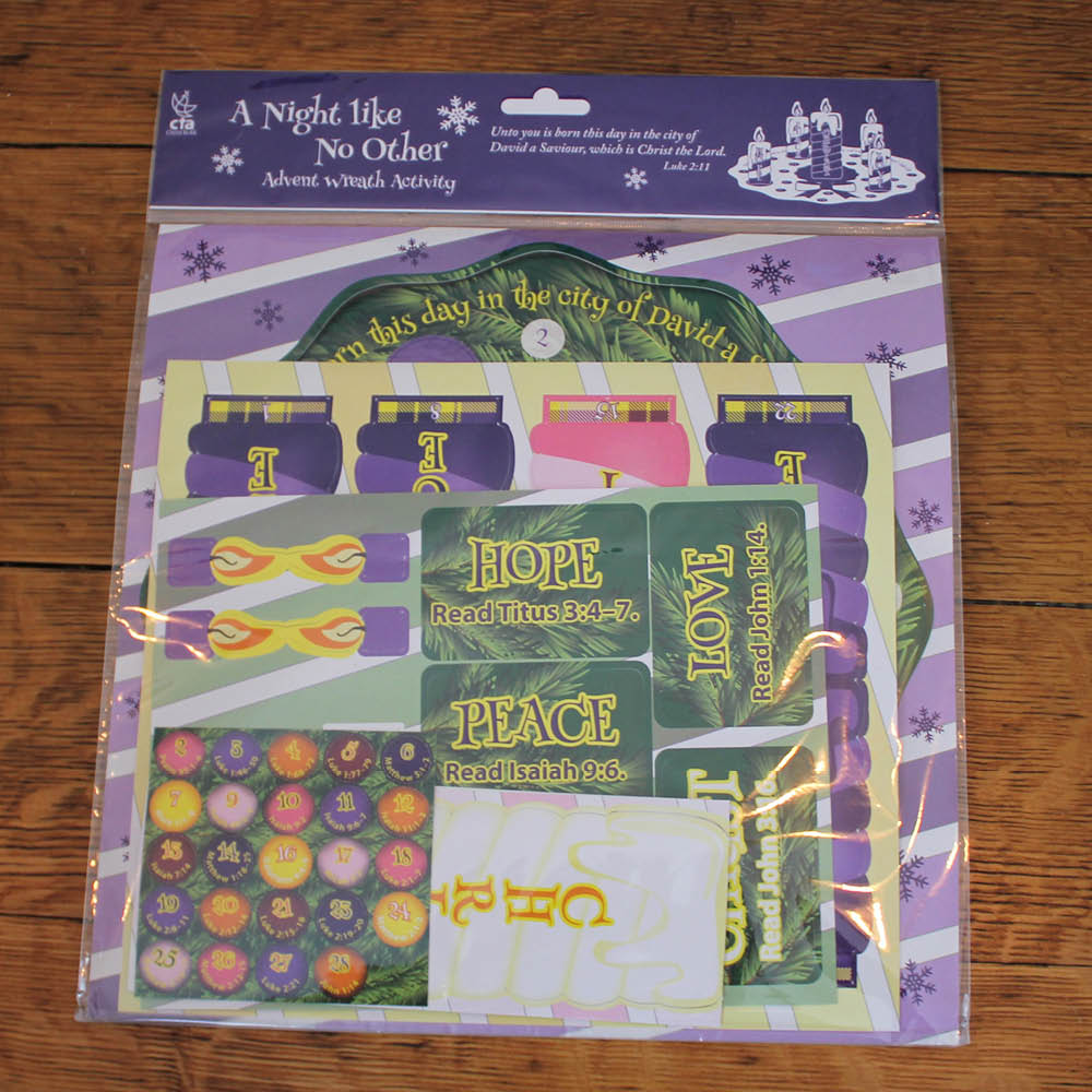 A night Like No Other Advent Wreath shown packaged and ready to ship to your church or ministry