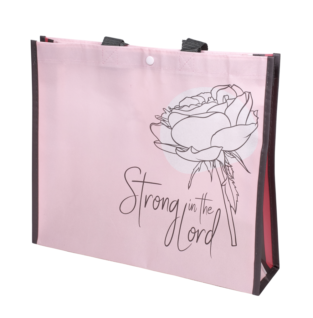 Christian women's ministry Strong in the Lord tote bag with snap closure from CTA, Inc