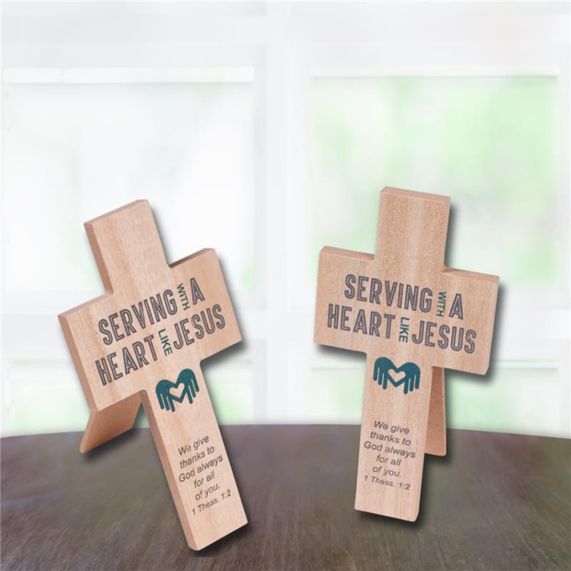 Inspirational Desk Cross - Serving with a Heart like Jesus