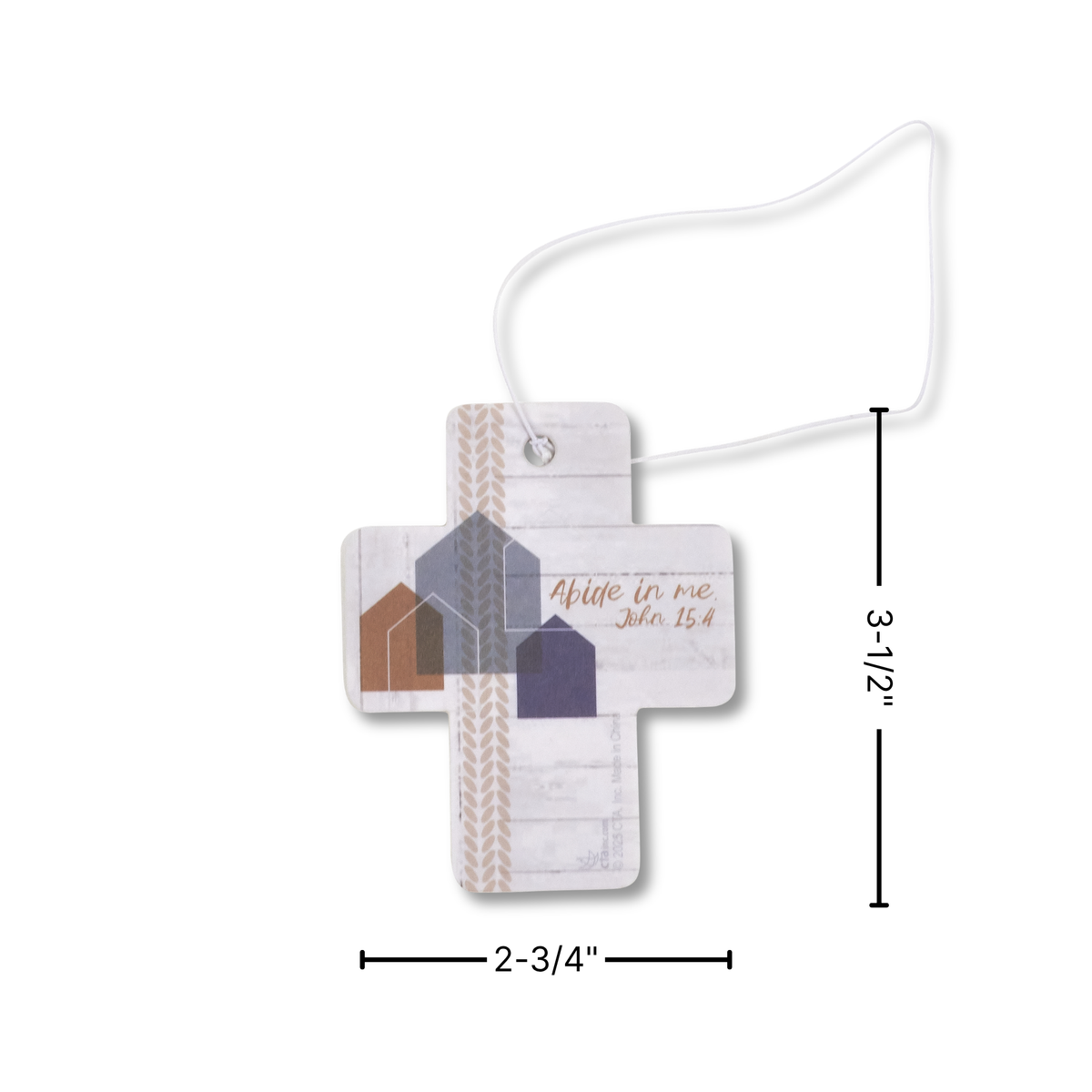 Cross-shaped product with dimensions on a white background by CTA Christ to All and CTA Gifts.