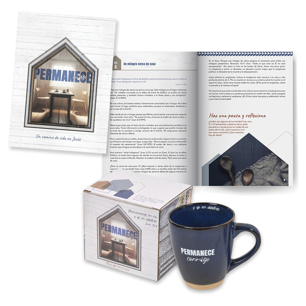 Spanish - Abide in Me Ceramic Mug & Journal Set