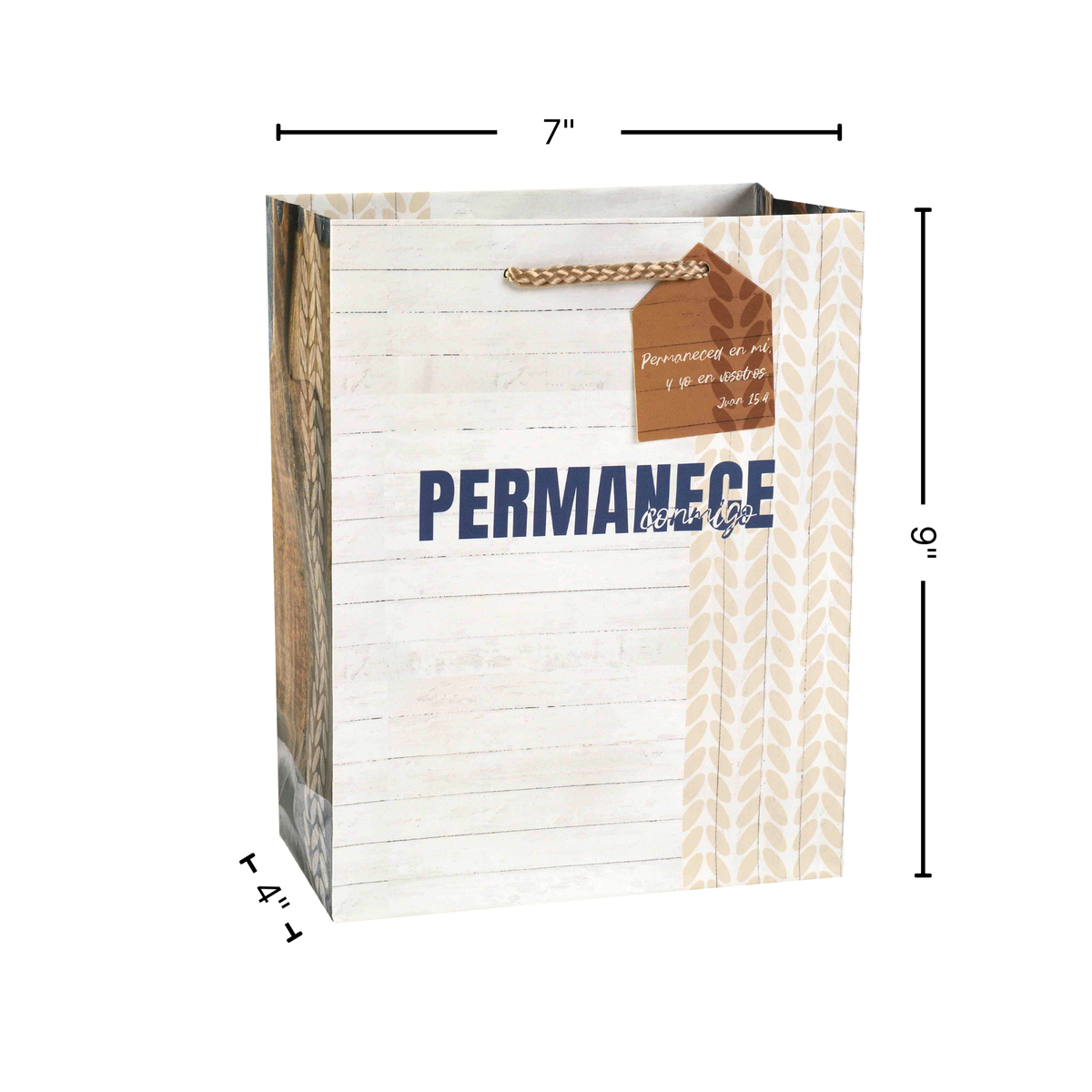 A printed paper gift bag shown on a white background with dimension lines indicating 7 inches wide, 9 inches tall, and 4.5 inches deep by CTA Christ to All and CTA Gifts.