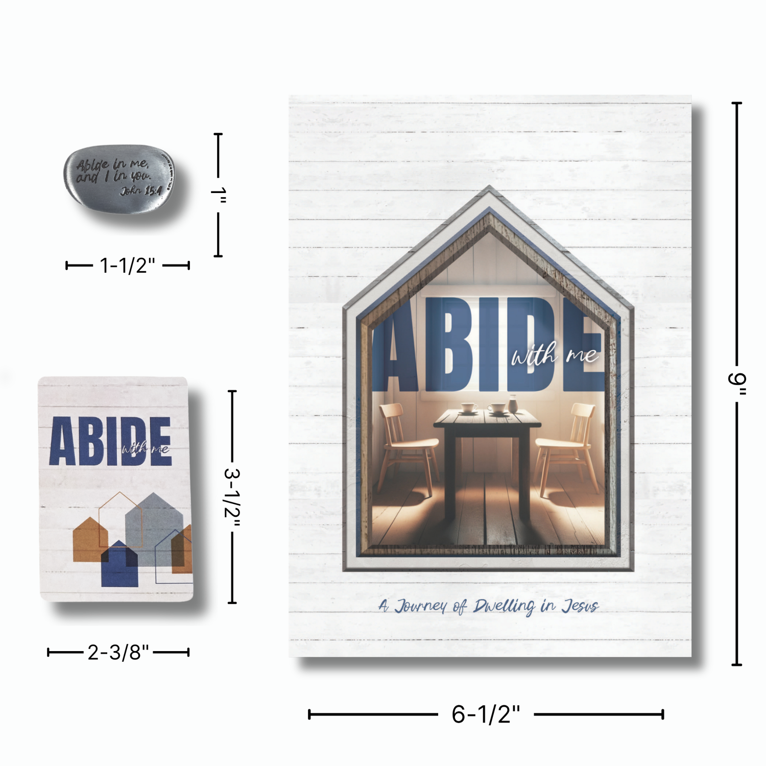WRAPPED & READY® Large Format Devotion Experience Set including Pewter-Finish Thumb Stone - Abide with Me