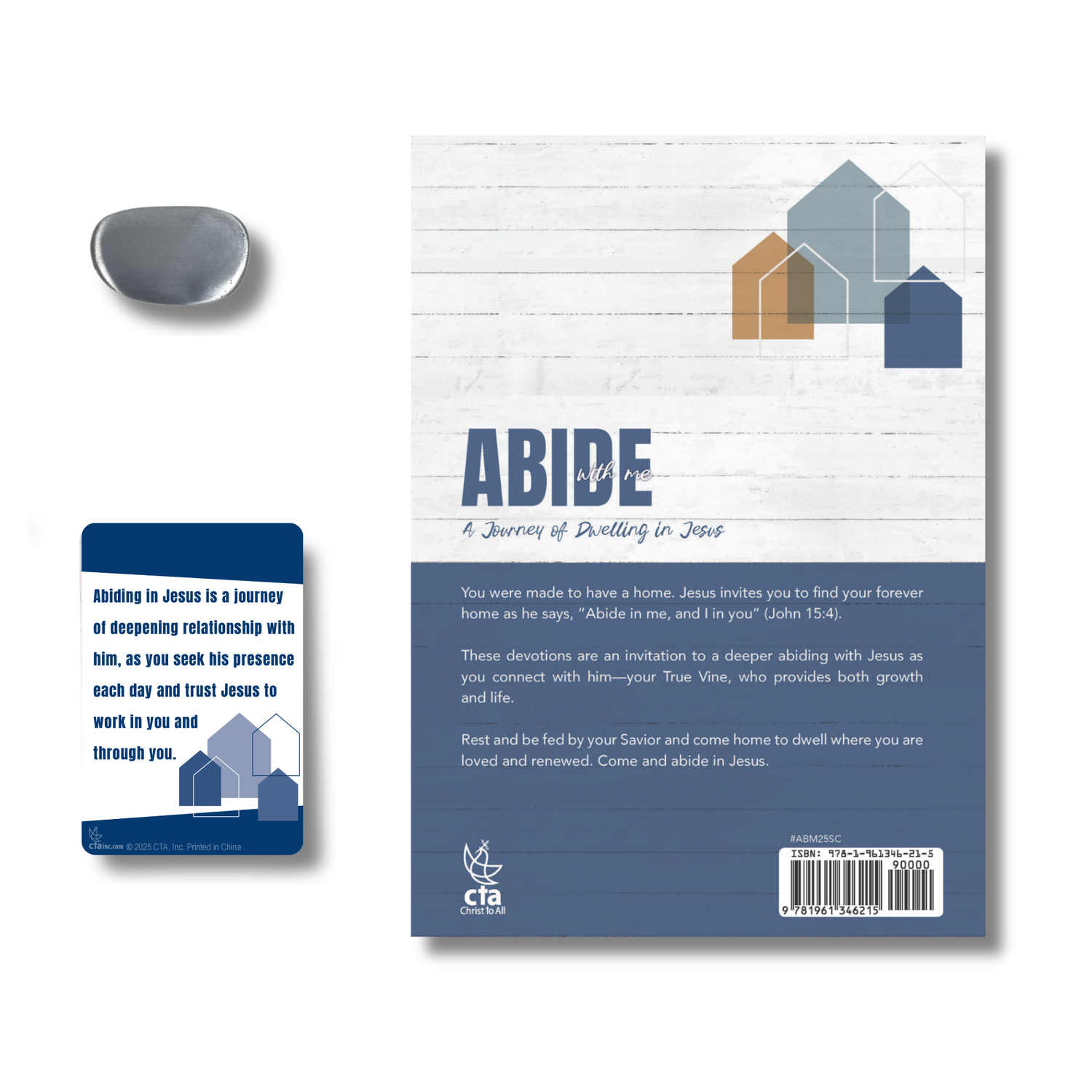 WRAPPED & READY® Large Format Devotion Experience Set including Pewter-Finish Thumb Stone - Abide with Me