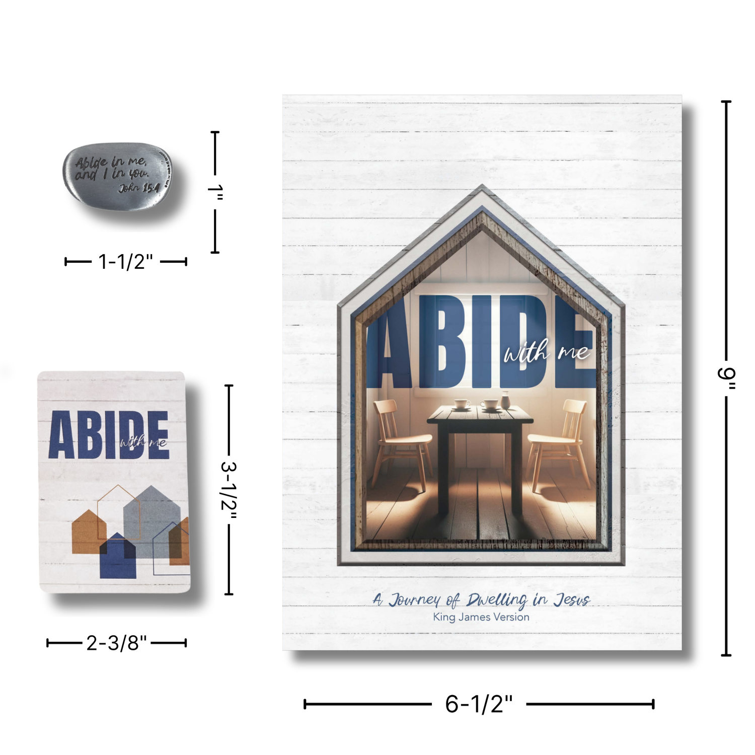 WRAPPED & READY® Large Format KJV Devotion Experience Set including Pewter-Finish Thumb Stone - Abide with Me