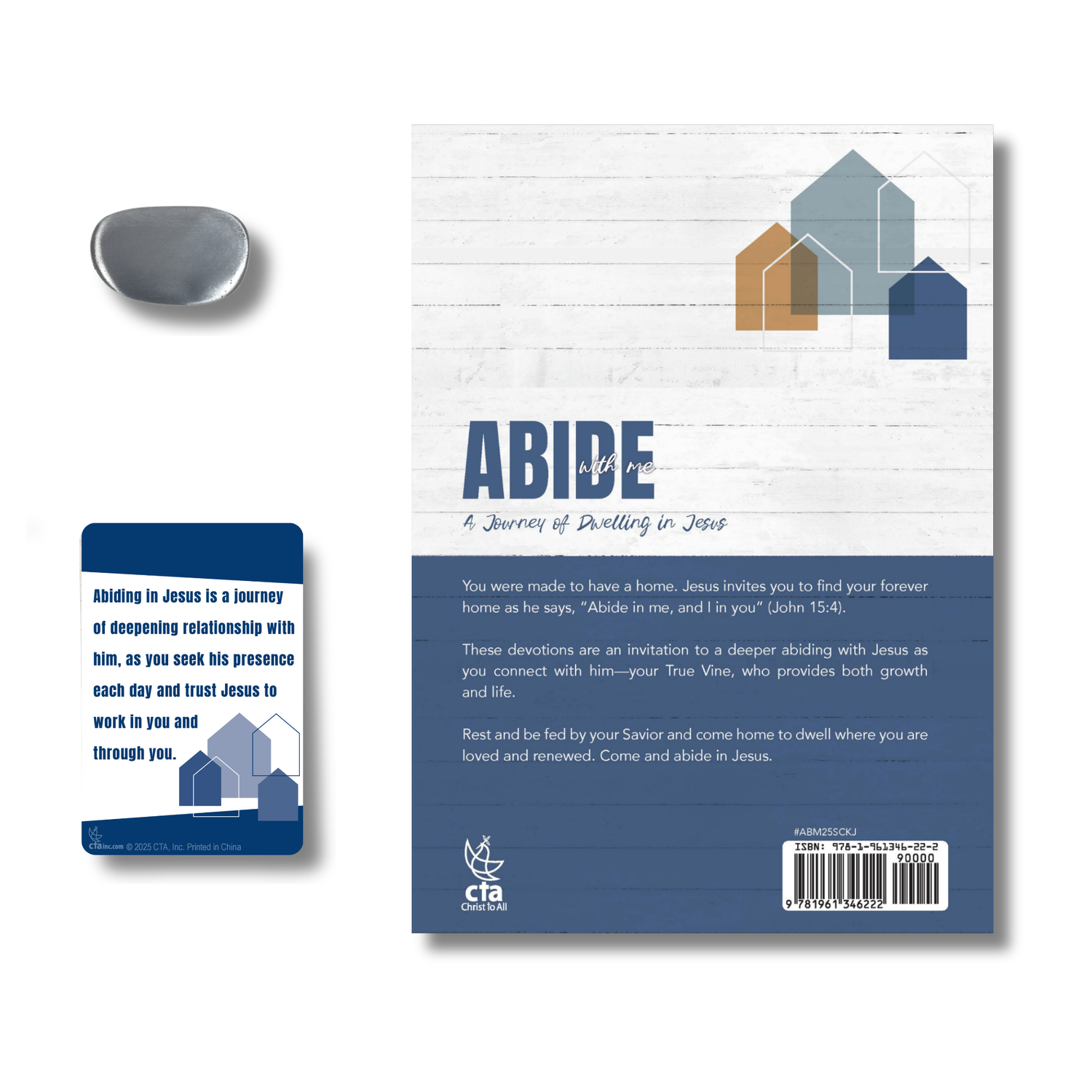 WRAPPED & READY® Large Format KJV Devotion Experience Set including Pewter-Finish Thumb Stone - Abide with Me