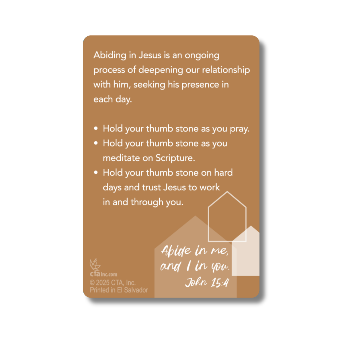 1-1/2" Pewter-Finish Thumb Stone & Reminder Card - KJV - Abide with Me