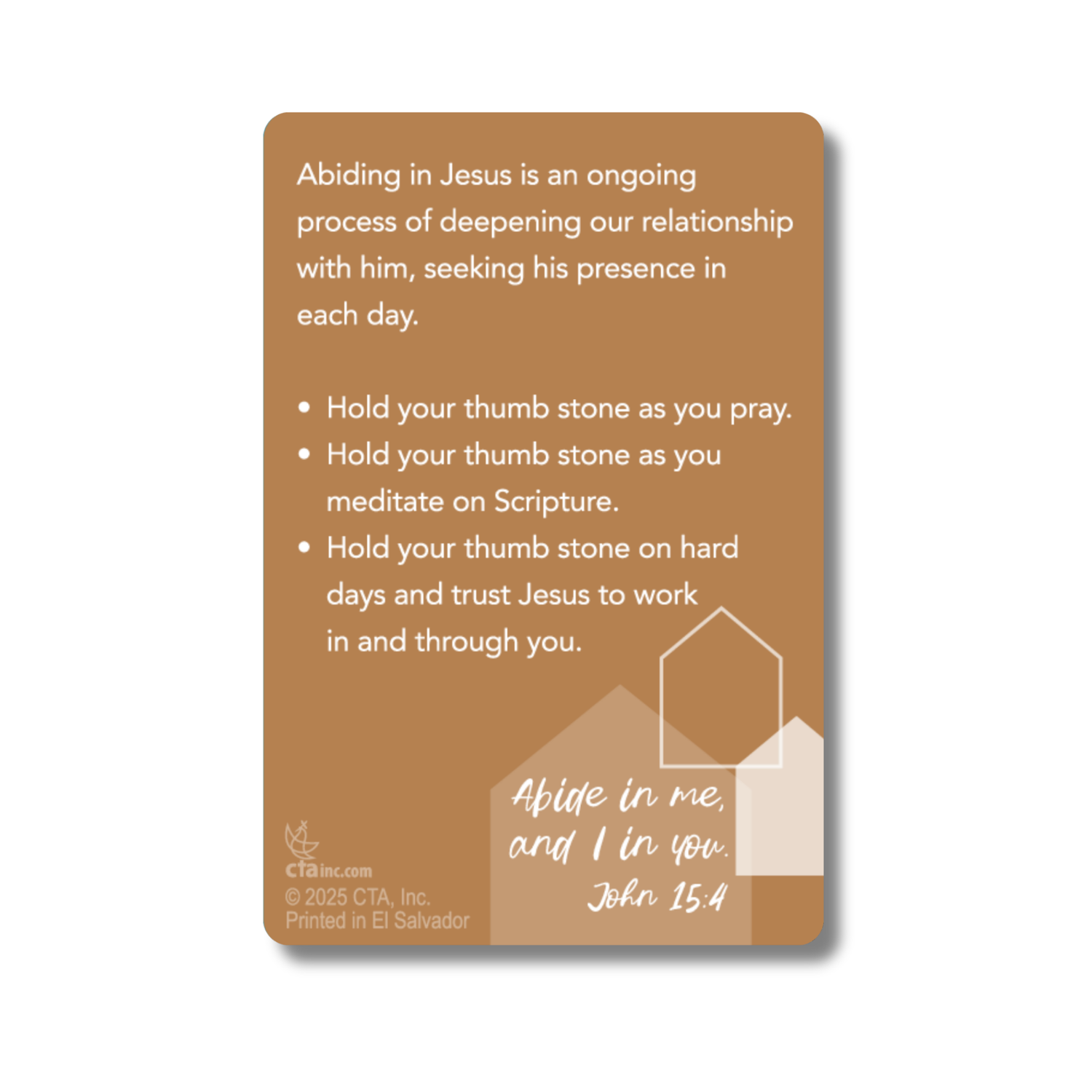 1-1/2" Pewter-Finish Thumb Stone & Reminder Card - Abide with Me