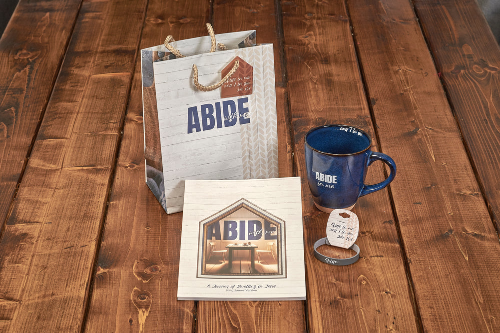 KJV - Abide with Me Deluxe Gift set with mug, bracelet, journal, gift bag