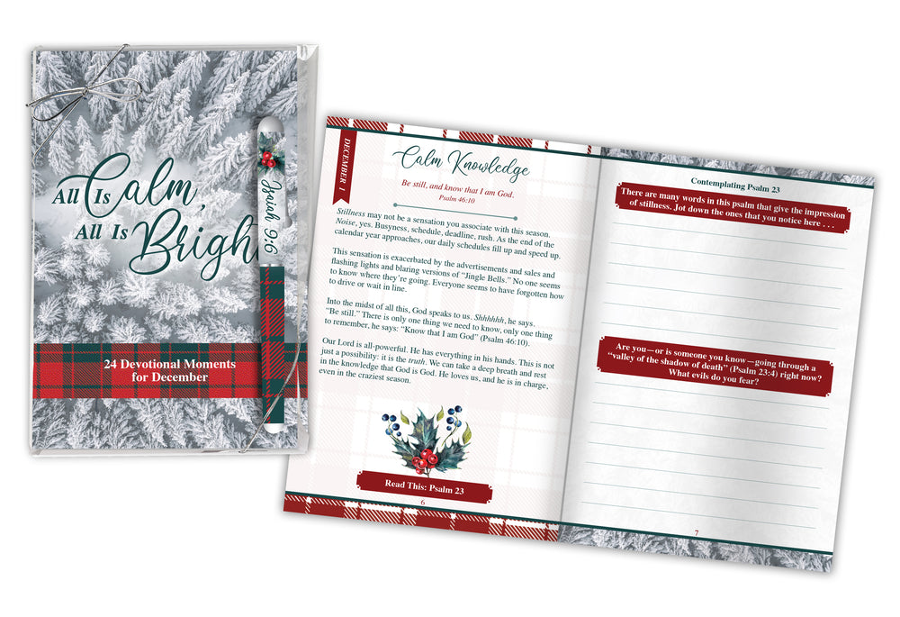 Devotions for December Book & Pen Gift Set - All Is Calm, All Is Bright