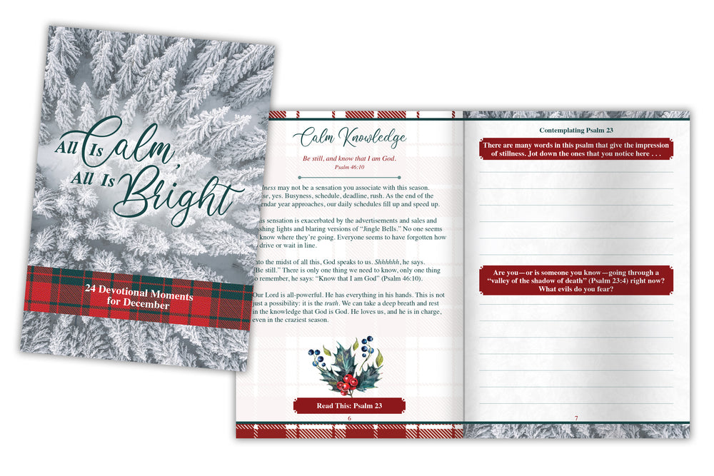All Is Calm All Is Bright Devotional Book, front and inside