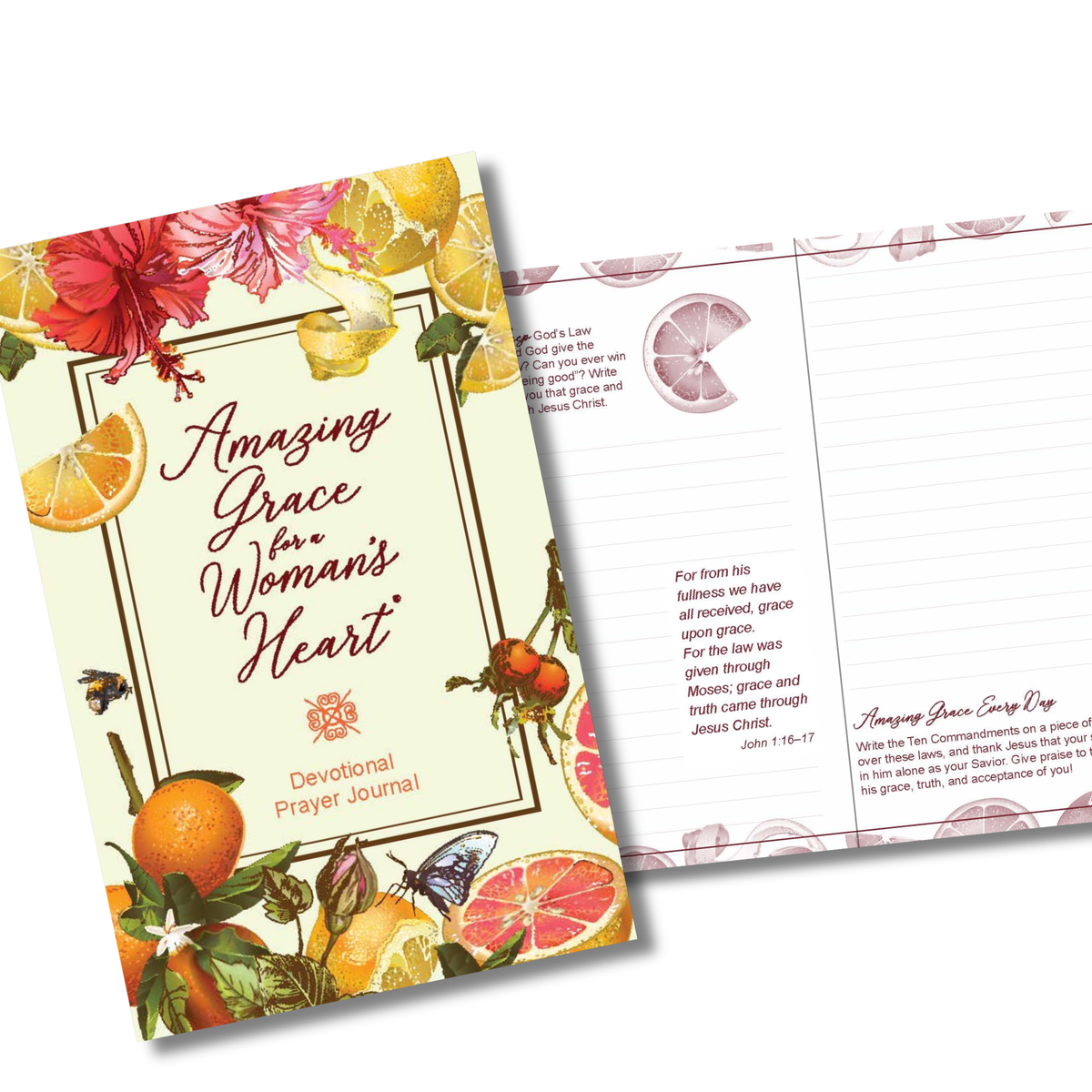 Devotional prayer journal with fruit illustrations and text on a white background by CTA Christ to All & CTA Publishing.