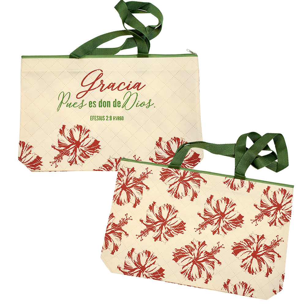 Spanish Christian Women's Tote Bag featuring text Amazing Grace
