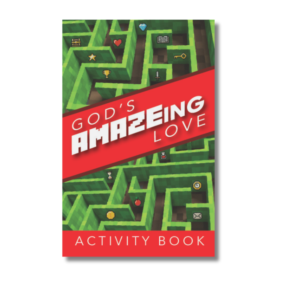 Activity book cover titled 'God's Amazeing Love' with green and red design by CTA Christ to All & CTAKids.