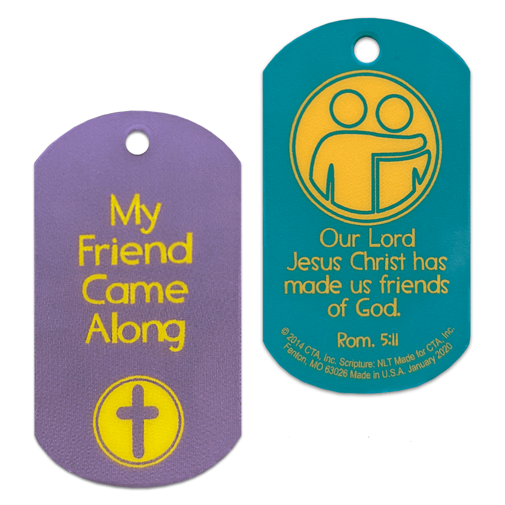 Set of 6 laminated dog tags, 1" x 2", each with a 1/8" hole for attaching a chain.
615122-13694-2