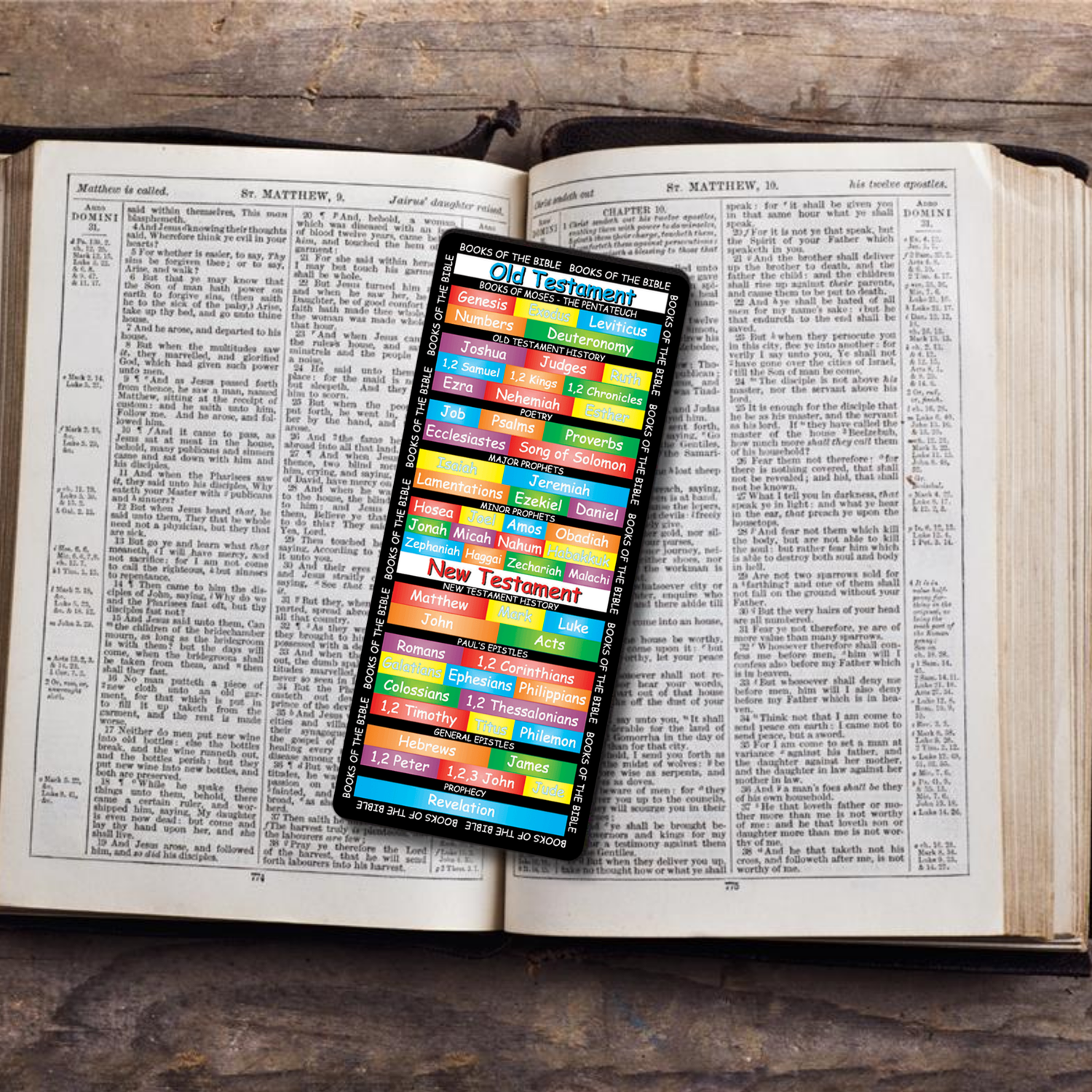 3" x 7" XL Bookmark with Dry Erase Surface - KJV - Books of the Bible