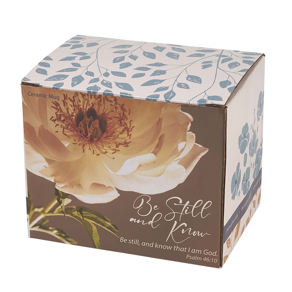 Be Still and Know mug box