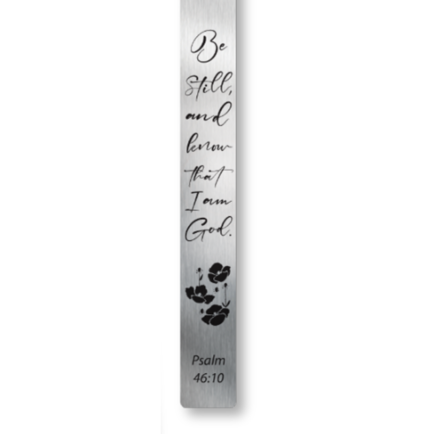 Pewter-Finish Bookmark with Ribbon in Velvet Sleeve - KJV - Be Still & Know