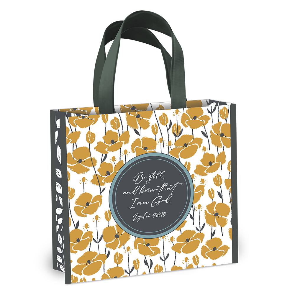 Be Still and Know Laminated Tote Bag with Psalm 46:10