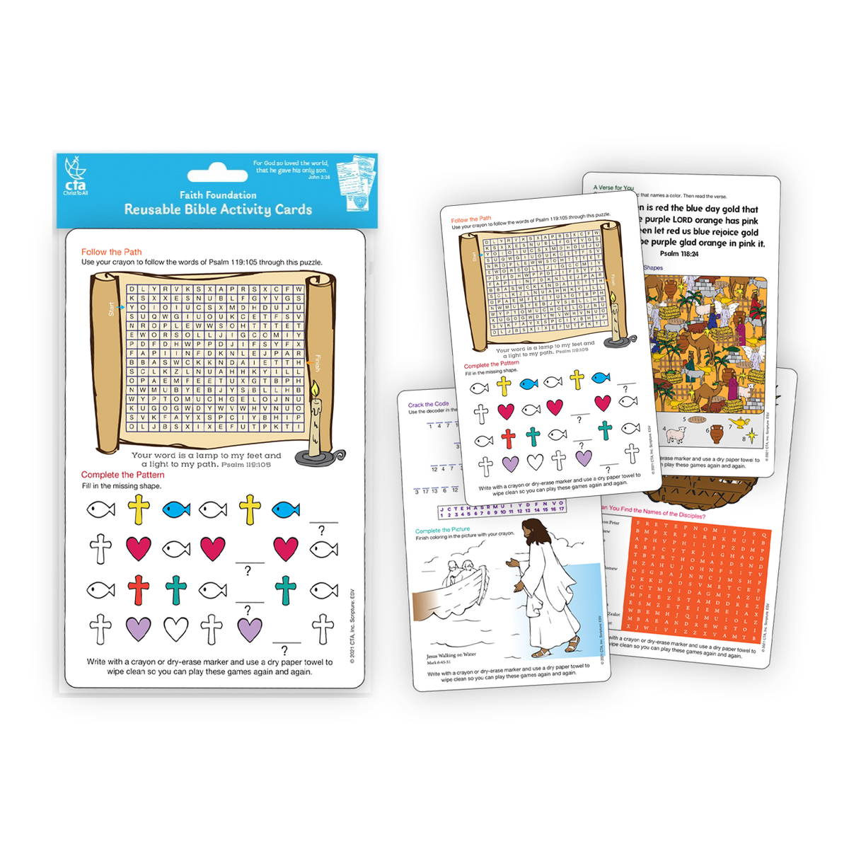Dry Erase 2-Sided Faith Foundation Education Cards - Children's Bible Skills II