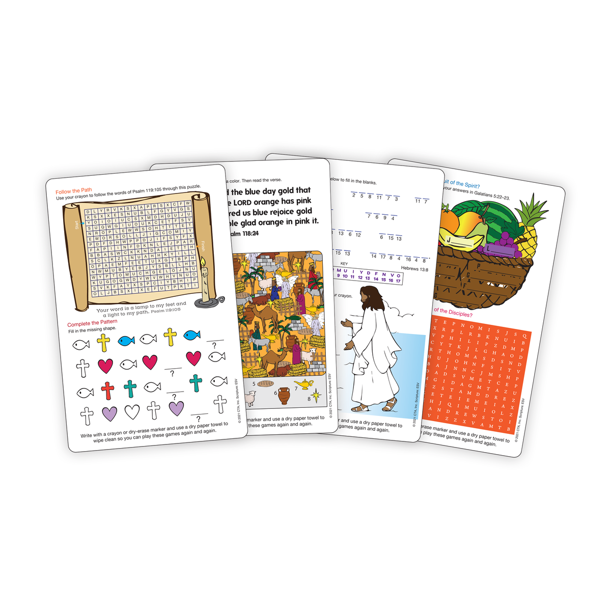 Dry Erase 2-Sided Faith Foundation Education Cards - Children's Bible Skills II