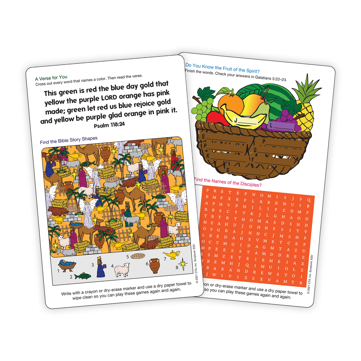Dry Erase 2-Sided Faith Foundation Education Cards - Children's Bible Skills II