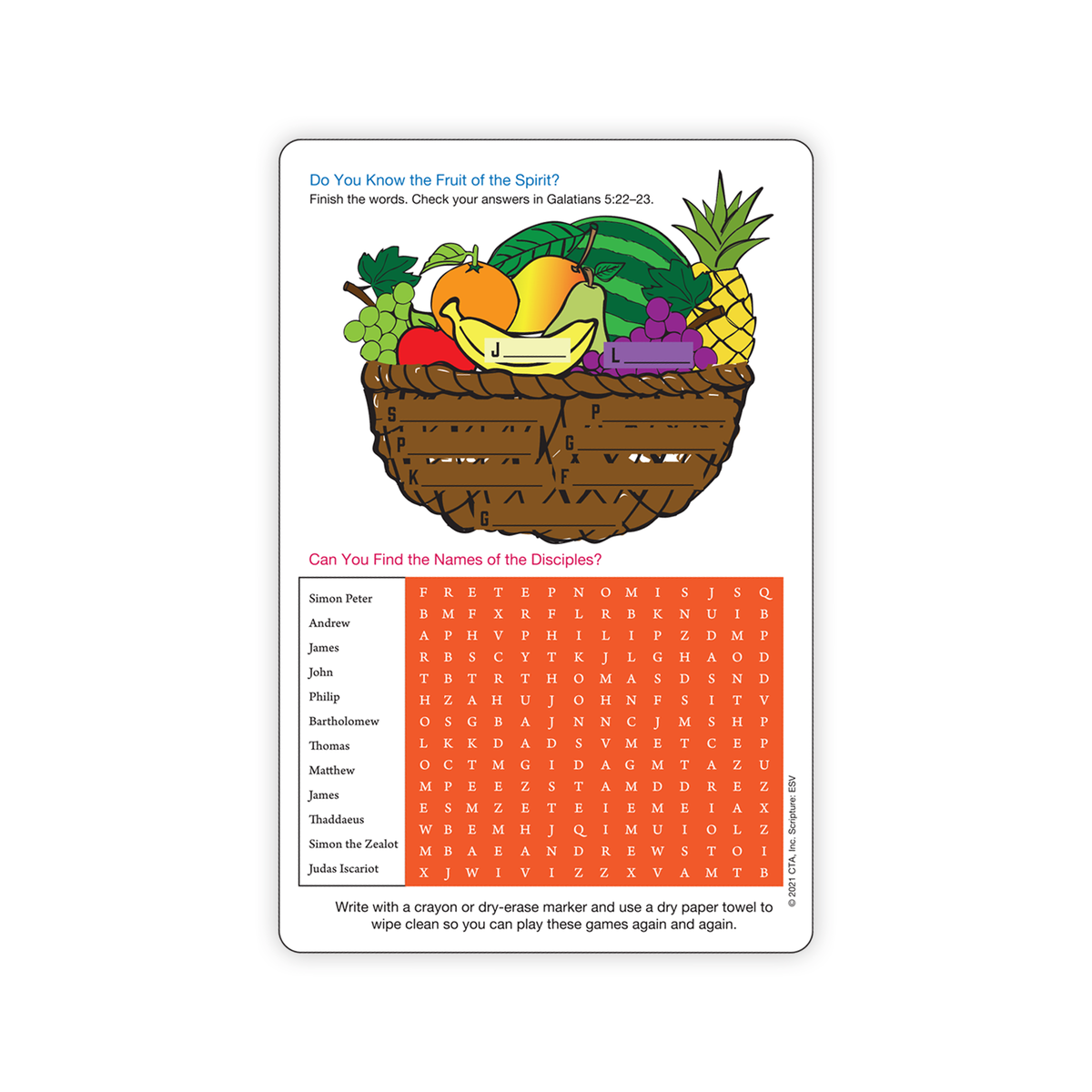 Dry Erase 2-Sided Faith Foundation Education Cards - Children's Bible Skills II