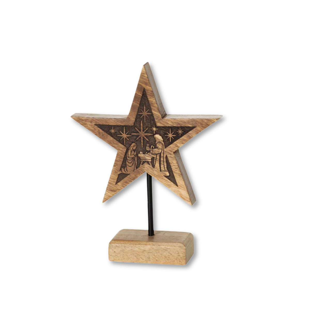 8" Wood Star Tabletop Nativity