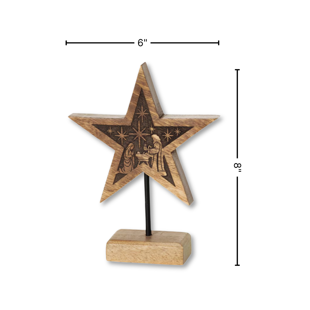 8" Wood Star Tabletop Nativity