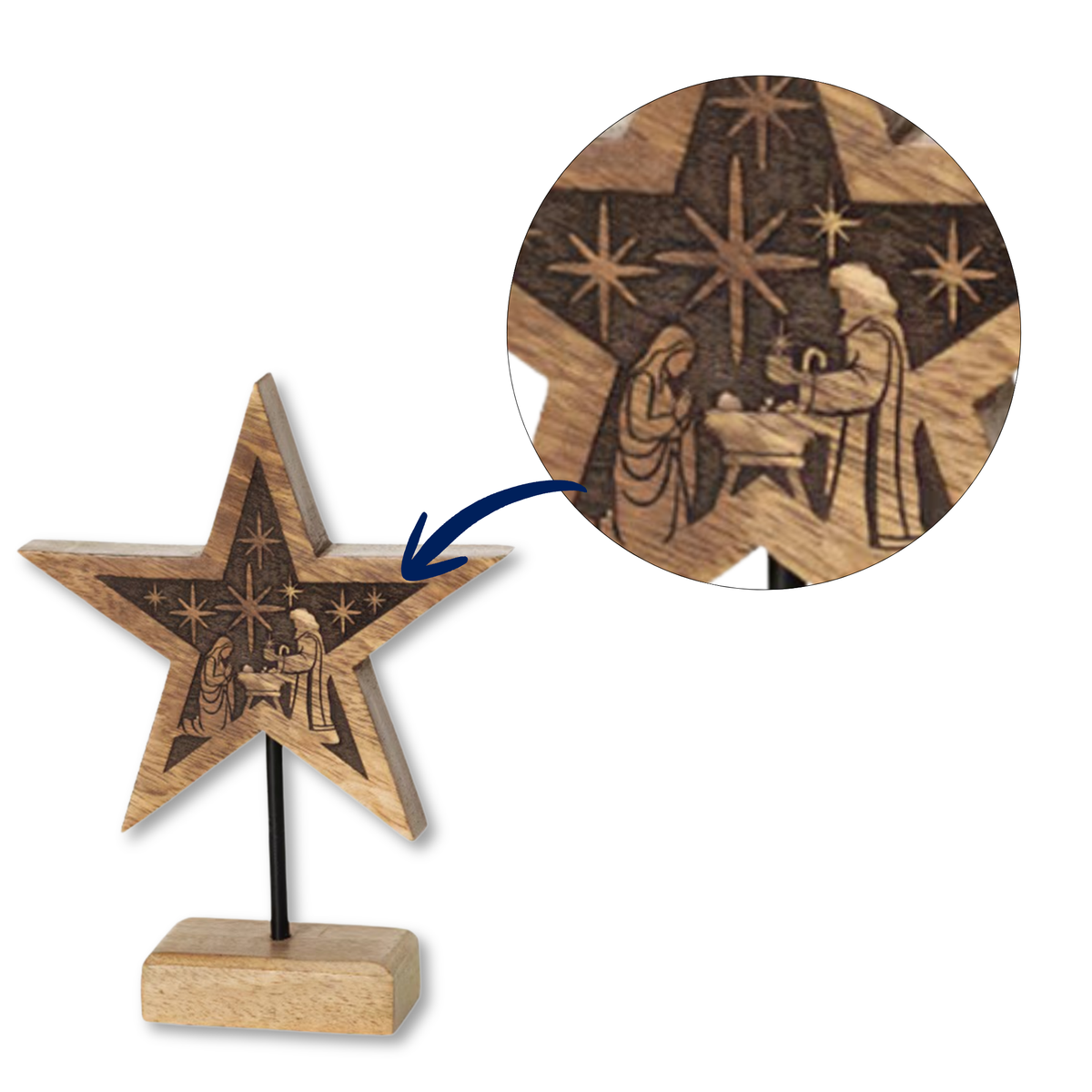 8" Wood Star Tabletop Nativity