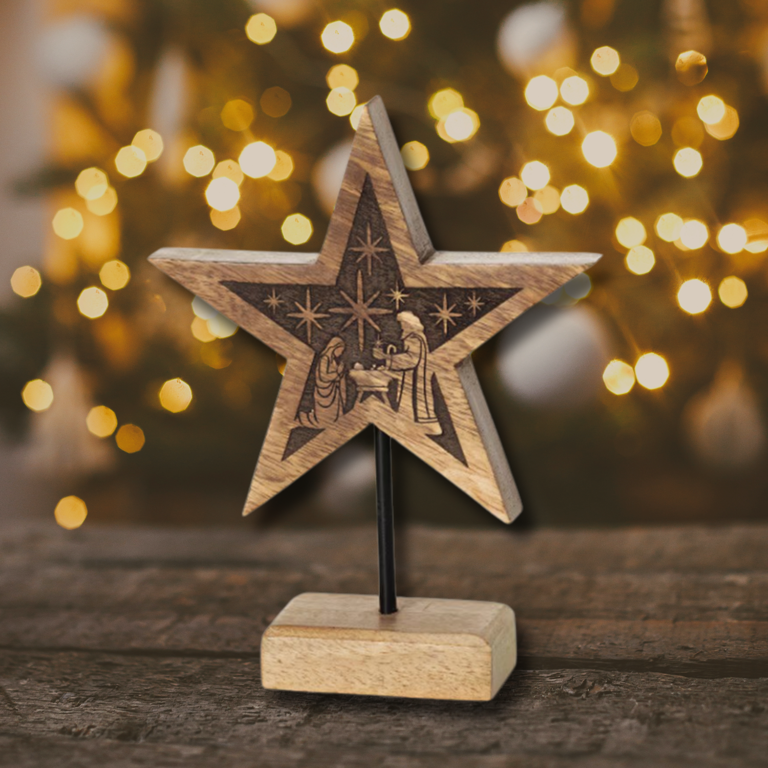Wood Nativity Star