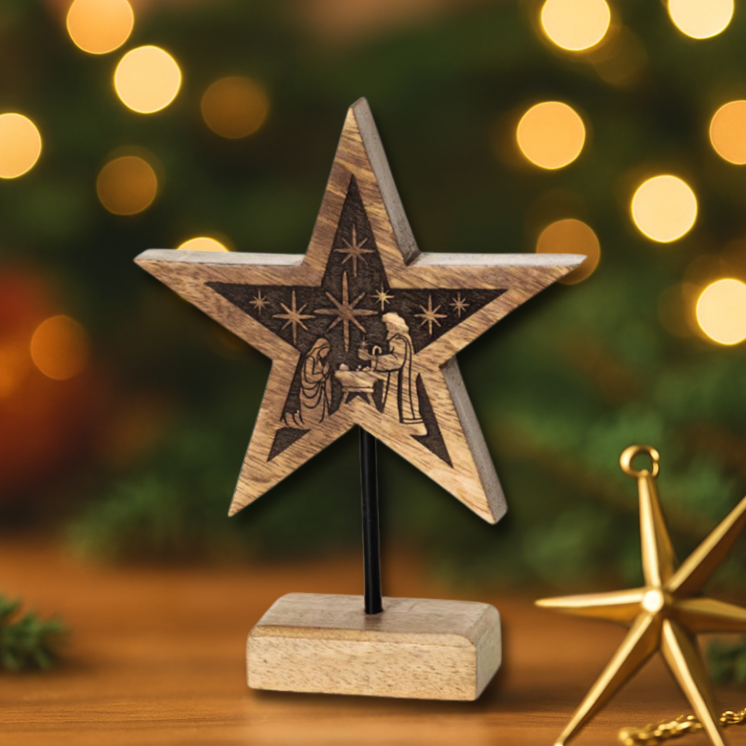Wood Nativity Star