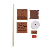 Foam S’more puppet craft for ages 4+, includes graham cracker, chocolate, marshmallow pieces, and an 8" craft stick—no glue needed, perfect for Bible verse memorization, skits, or play.
615122-17239-1