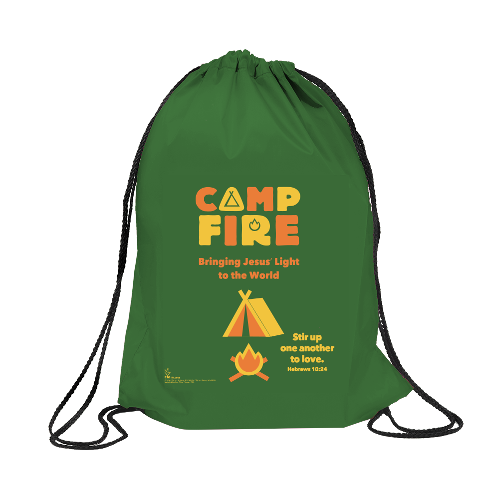 Campfire Light the Flame for Jesus Drawstring Backpack