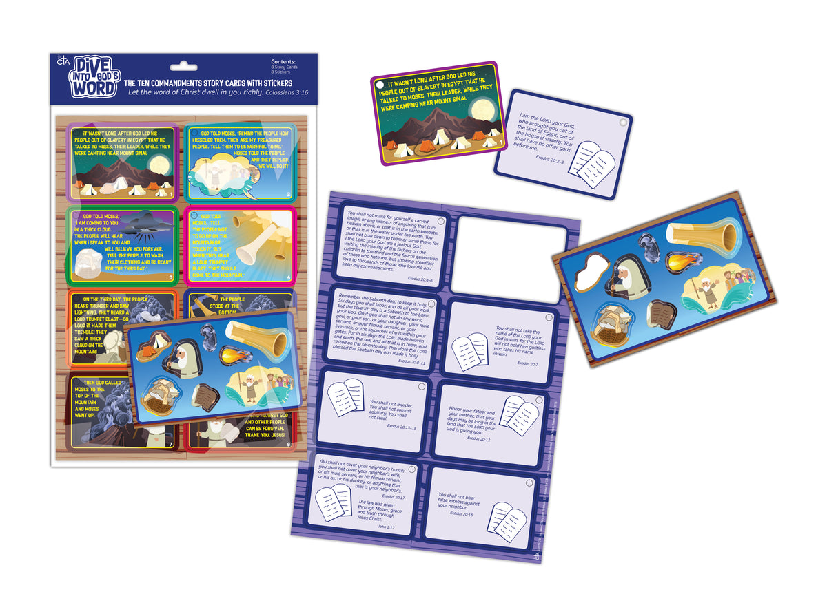 Ten Commandments Travel Story Cards with Stickers & Plastic Ring