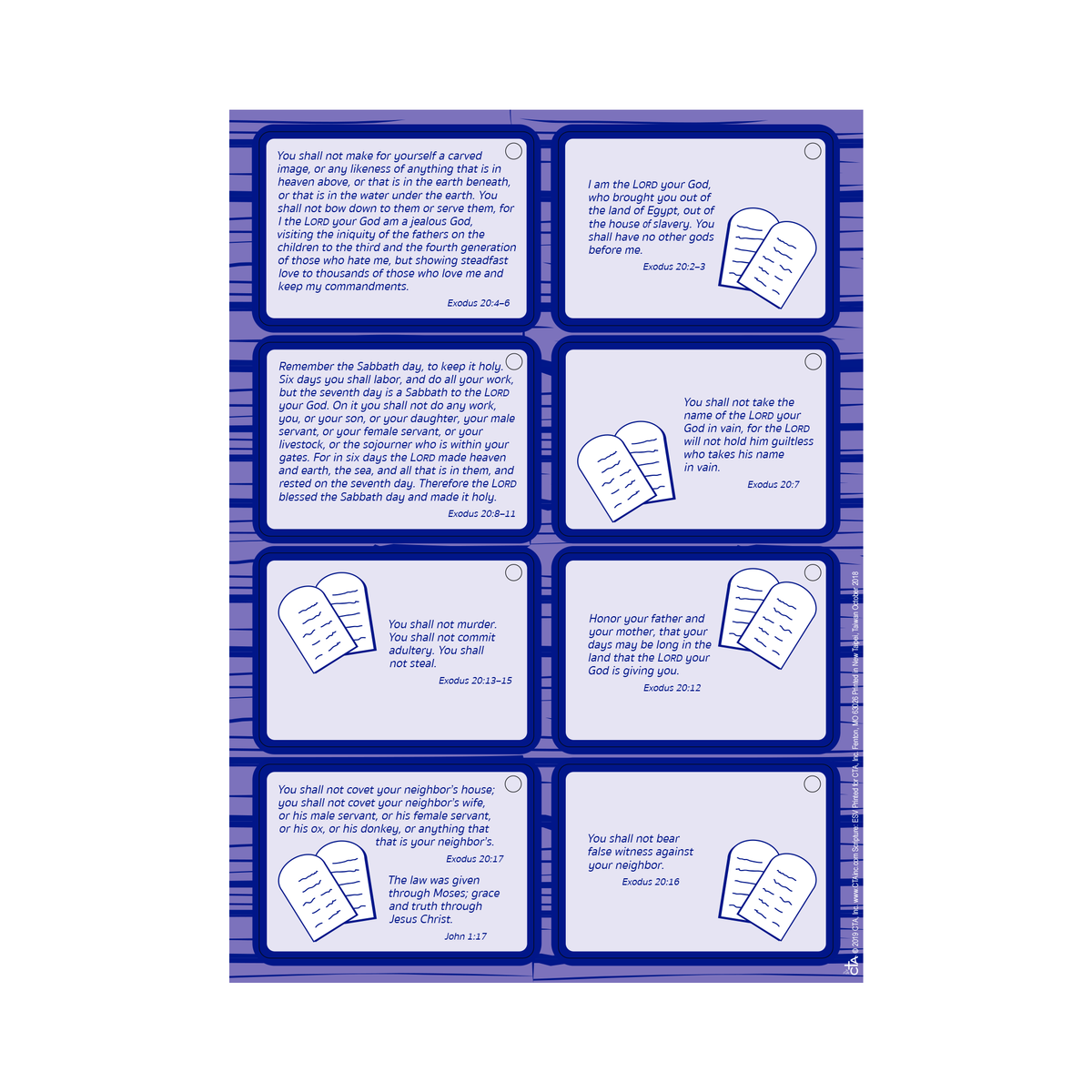 Ten Commandments Travel Story Cards with Stickers & Plastic Ring