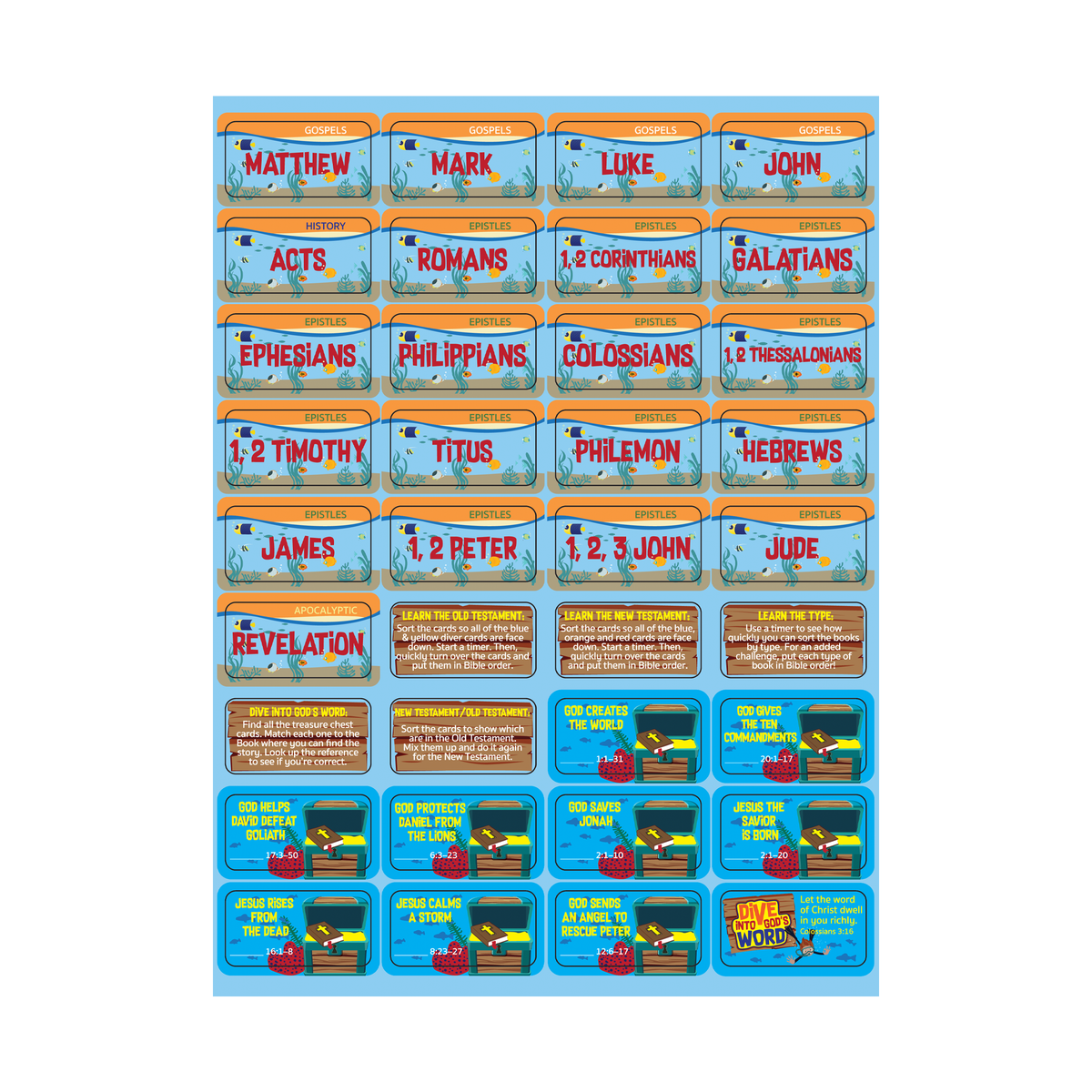 Books of the Bible Travel Flash Card Games - KJV - Dive into God's Word