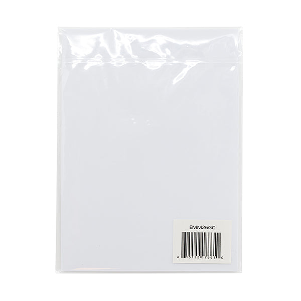 Back view of a packaged Christian Christmas ornament gift card enclosed in a clear protective sleeve. The plain white card features a product barcode label with the item number “EMM26GC” in the lower-right corner. Suitable for retail display, gift distribution, church outreach programs, and holiday keepsake packaging by CTA Christ to All and CTA Gifts.