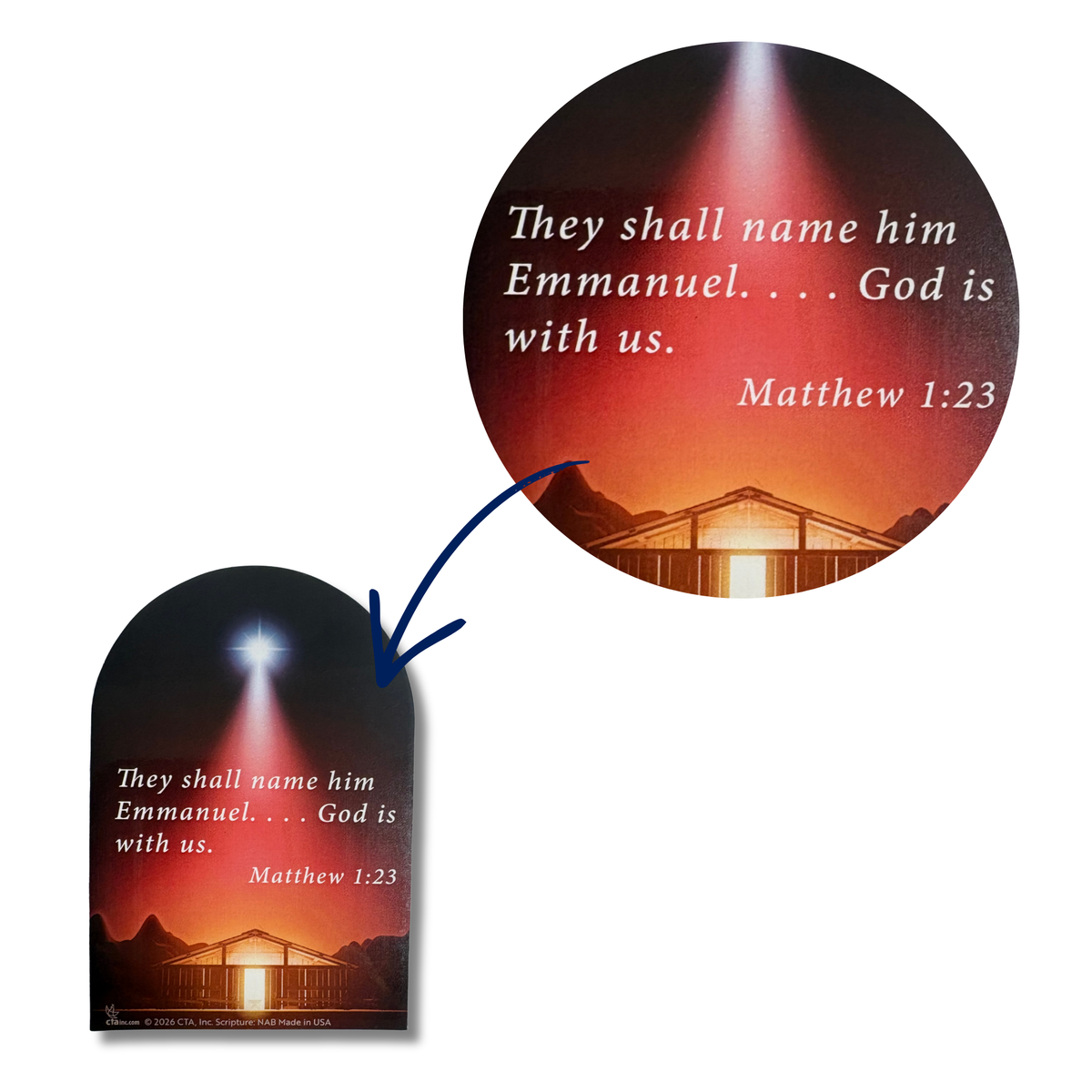 3" Die Cut Christmas Magnet - O Come Emmanuel