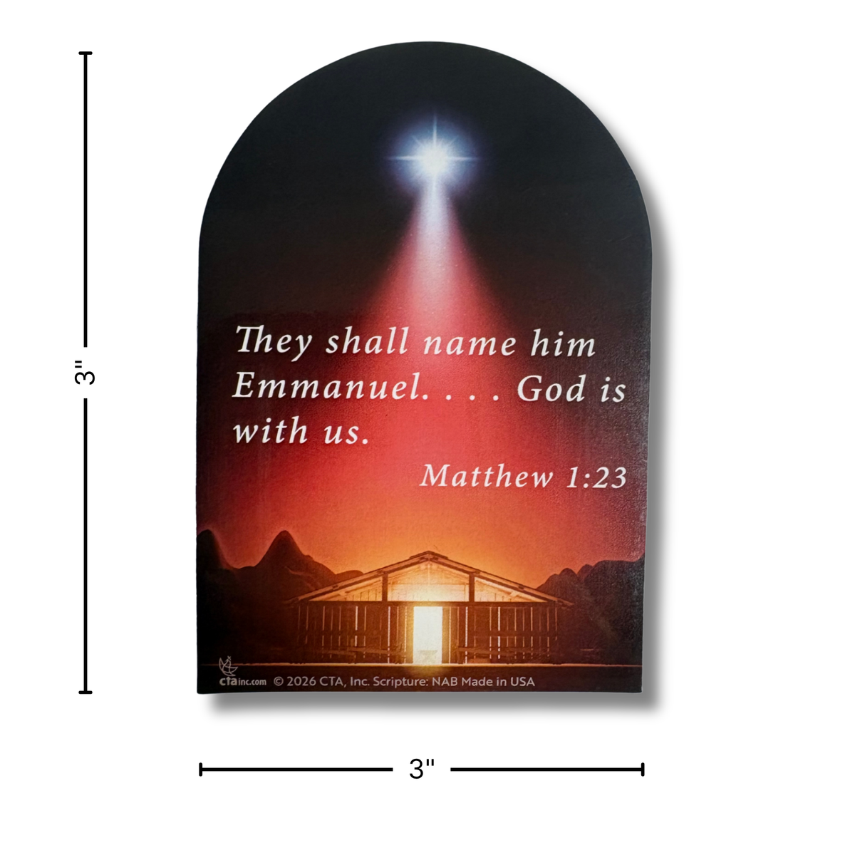 3" Die Cut Christmas Magnet - O Come Emmanuel