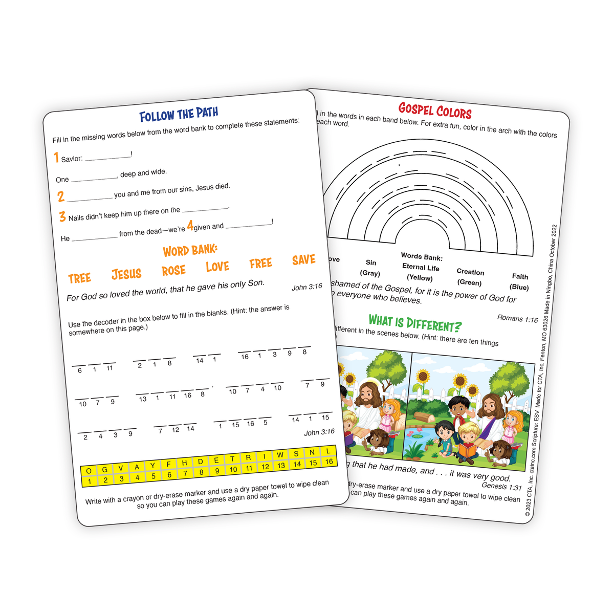 Dry Erase 2-Sided Reusable Faith Foundation Education Cards - Bible Skills I